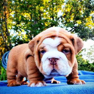 Brown and white english bulldog puppy for sale